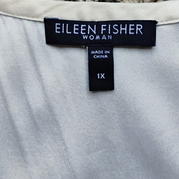 Eileen Fisher Woman 1X Off White / Beige Silk Blend Sleeveless Ruched Tank Top - Picture 2 of 6